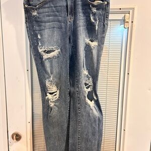 Distressed Blue Jeans